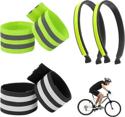 Produktbild von Reflektierende Elastikbänder 6 Stück, Hosenclips, für Fahrrad, Joggen, langlebig