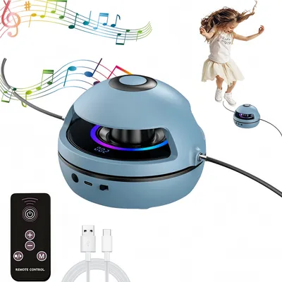 Produktbild von Springseile Maschine, Automatische Elektrische Seilspringmaschine, Seilloses Design, 10 Geschwindigkeiten, Bluetooth-Lautsprecher Trainingszähler Blau