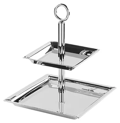 Produktbild von FINK Etagere NAGANO 2-stöckig - Servierständer aus Edelstahl, silber, H 30 cm, 24 x 24 cm, für innen und außen
