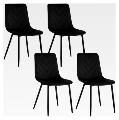 Produktbild von Esszimmerstühle 4er Set, für Esszimmer, Küche und Wohnzimmer, moderne Küchenstühle mit Rückenlehne, Metallbeinen, aus Samt, belastbar bis 150 kg, Schwarz