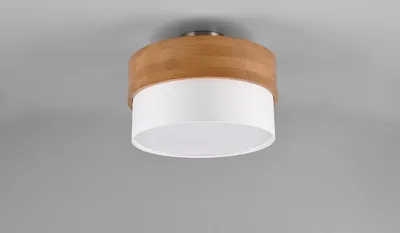 Produktbild von lightling Sea Deckenleuchte, Modern, Ø 30 cm, Höhe: 22 cm, Stoffschirm weiß, Korpus Holz, Metall, ohne Leuchtmittel, E14, max: 40W