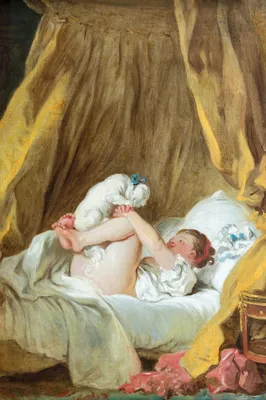 Produktbild von Jean-Honoré Fragonard Kunstdruck Bild - La Gimblette, Mädchen Mit Hund, 1770-1775 (180 x 120 cm)
