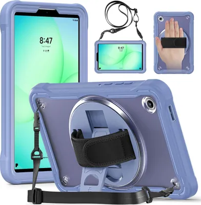 Immagine prodotto di Custodia per Samsung Galaxy Tab A11 Anello a 360 gradi con maniglia e tracolla viola