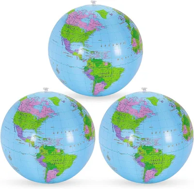 Obrázok produktu pre Nafukovací Glóbus 28-30 cm, PVC Mapa sveta, pre vzdelávanie, ideálny na hodiny geografie