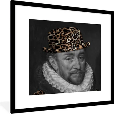 Produktbild von MuchoWow® Gerahmtes Poster Kunst - Wilhelm von Oranien - Pantherdruck 40x40 cm - Poster mit Schwarzem Bilderrahmen Wandposter Rahmen Foto Bilder - Poster - Plakat im Rahmen