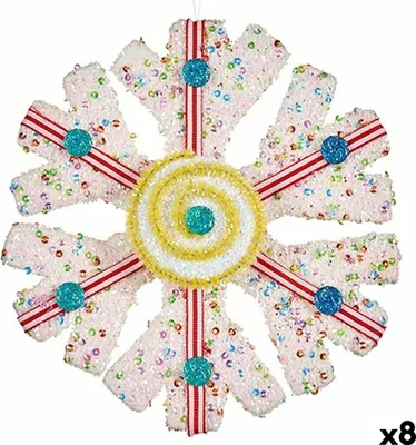 Produktbild von Krist+ Schneeflocke Weihnachtsschmuck Weiß Rot 17 x 6 x 17 cm (8 Stück)