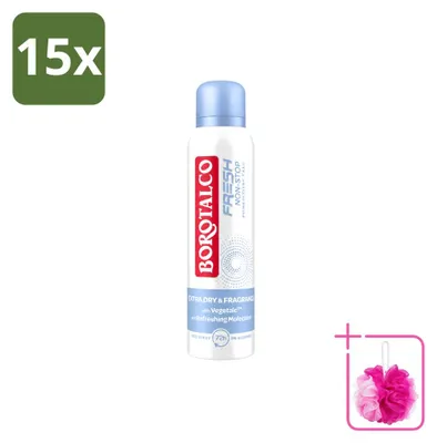 Image de 15 sprays déodorants Borotalco Fresh Non-Stop - 150 ml - Pack économique - 15 pièces