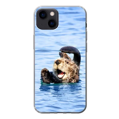 Produktbild von MuchoWow® Handyhülle Schutzhülle Hülle für iPhone 13 Seeotter - Lustig - Wasser - Kinder - Jungen - Mädchen - Kind Silikon Softcase Handy Hülle - Karteninhaber