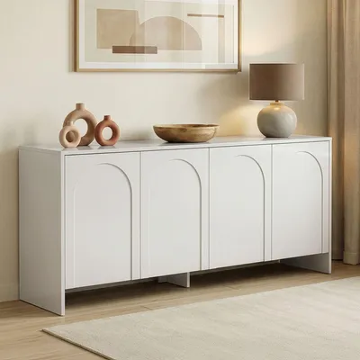 Produktbild von Skye Decor, Hochwertiger Konsolentisch, Weiß, 180 x 80 x 45 cm | 100% melaminbeschichtete Spanplatte, 18 mm dick | Moderner, eleganter Stil für Ihr Zuhause oder Büro.