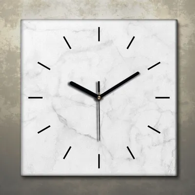 Produktbild von Wohnzimmer Leinwand Uhr Geräuschlos Küche 30x30 Weißer, Marmor, Struktur, Textur, schwarze Zeiger