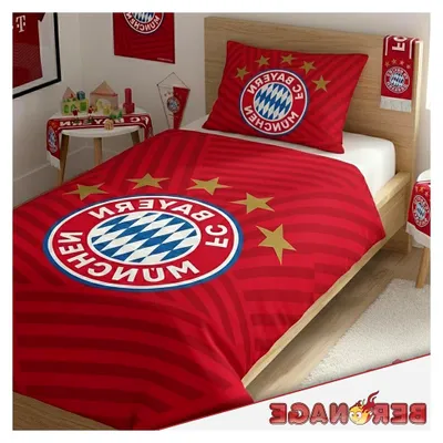Produktbild von Bettwäsche 5 Sterne Rot 135x200 cm + 80x80 cm 100% Baumwolle Renforcé/Linon FC Bayern München Fußball Fanartikel Geschenkidee
