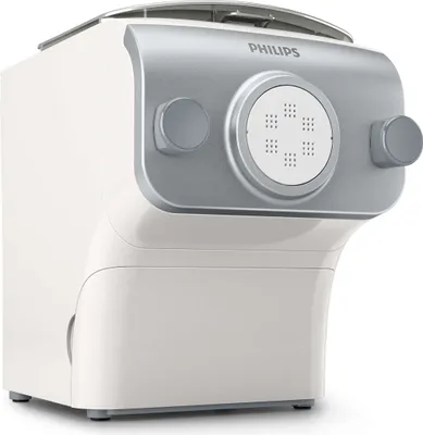 Produktbild von Philips Pastamaker automatische Nudelmaschine, 4 Formaufsätze, Spaghetti, Penne, Fettuccine und Lasagne, Grau (HR2375/05)
