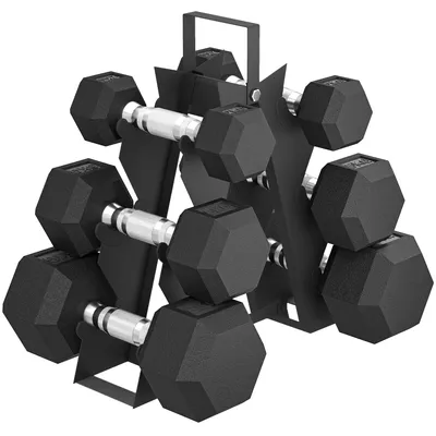Immagine prodotto di Set 6 Manubri Palestra con Supporto e Impugnatura Antiscivolo 2-5-8 kg in Metallo Nero