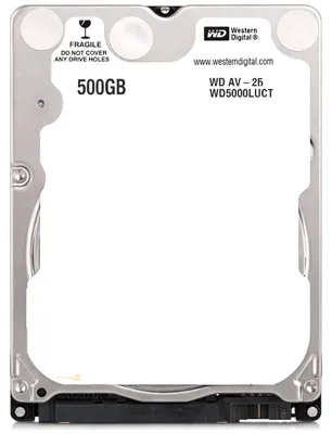 Zdjęcie produktu dla Western Digital AV-25 Mobile, 500 GB, 5400 RPM, 2.5", druga generacja szeregowej magistrali komputerowej (serial ATA II)