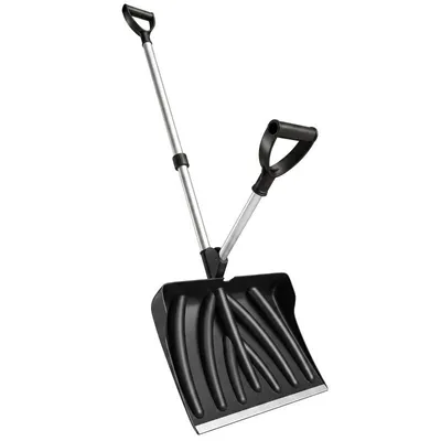Produktbild von Schneeschieber – 45 cm breiter Schneeschieber aus Kunststoff – mit ergonomischem Holzstiel – Schwarz