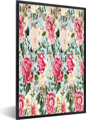 Produktbild von MuchoWow® MuchoWow® Gerahmtes Poster Blumen - Collage - Farben 40x60 cm - Poster mit zchwarzem Bilderrahmen - Papierdruck - Wandbilder