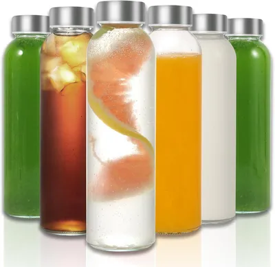 Image de Bouteilles en verre - Emballage de 6 pièces - 500 ml avec bouchons en acier inoxydable - Étanches