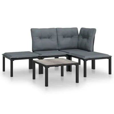 Produktbild von vidaXL 5-tlg. Garten-Lounge-Set Schwarz und Grau Poly Rattan