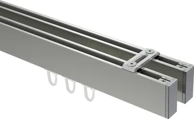 Produktbild von Interdeco Innenlaufstange / Gardinenstange mit Innenlauf Edelstahl-Optik / Chrom, Typ Smartline Paxo (Kappe) Deckenmontage, 14x35 mm 2-läufig, 600 cm