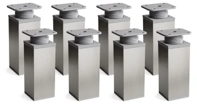 Produktbild von 8er Set sossai moderne Möbelfüße in Inox/Grau 80mm höhenverstellbar Schrankfüße Sockelfüße