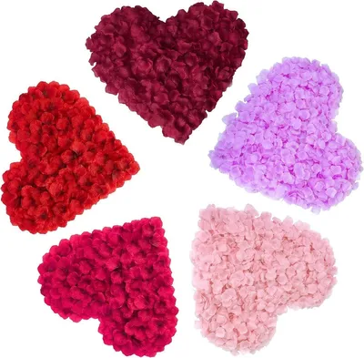 2000 Stück Kunstblumen-Rosenblätter in 5 Farben für Hochzeit, Valentinstag und Festdekoration