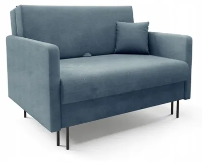 Produktbild von LIKMA Mara Schlafsofa 2-Sitzer 128x98x107 cm Hellblau ausklappbar mit Bettfunktion 110x188 cm Sofa mit Stauraum und Kissen