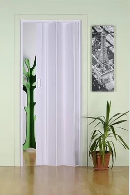 Image de Porte pliante - Porte coulissante en PVC - Gain de place - Montage facile - 83 x 214 cm - Blanc