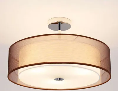 Produktbild von Lindby - Klassisch I Antik Klassische runde Deckenleuchte I Deckenlampe I Lampe I Leuchte braun mit weiß inkl. 3-flammig x E27 - Pikka I Wohnzimmer I Schlafzimmer - Textil Rund - LED geeignet E27