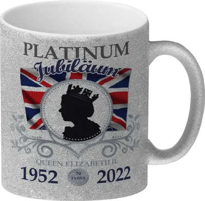 Produktbild von Platinum Jubiläum Queen Glitzer-Kaffeebecher