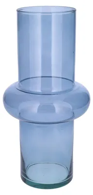 Produktbild von Bellatio Design Blumenvase - blau transparentes recyceltes Glas - 15 x 31 cm - Vase