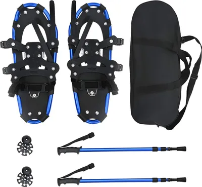 Image de Raquettes à neige 3 EN 1 avec bâtons de randonnée Bleu et Noir