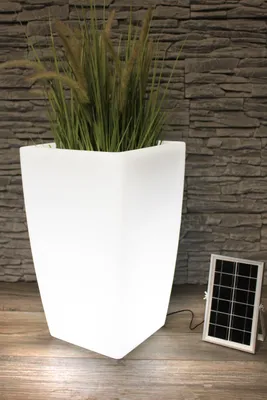 Produktbild von Solar Blumenkübel 50x30 cm LED RGB Blumentopf modern eckig Pflanzkübel modern Außenlampe
