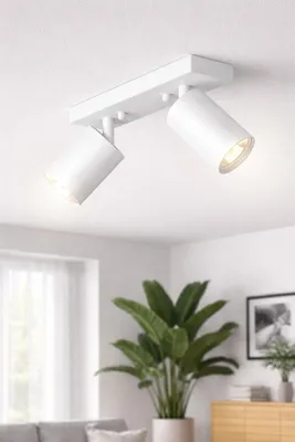 Produktbild von LED Deckenstrahler 2-flammig GU10 schwenkbar 350° drehbar – moderner Deckenspot Weiß Braytron