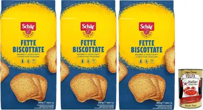 Produktbild von Schär, Fette Biscottate, senza glutine, Zwieback Glutenfreie, Speziell für Menschen mit Glutenunverträglichkeit entwickelt, 3x 260g und Polpa 400g