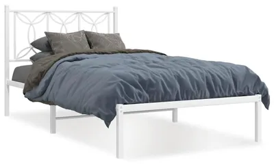 Produktbild von vidaXL Bettgestell mit Kopfteil Metall Weiß 100x200 cm