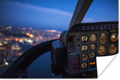Produktbild von MuchoWow® Poster Cockpit eines Flugzeugs bei Nacht 90x60 cm - Schlafzimmer