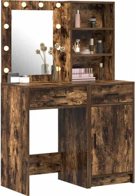 Immagine prodotto di Set da toeletta vidaXL con LED, 2 pezzi, in legno di rovere affumicato
