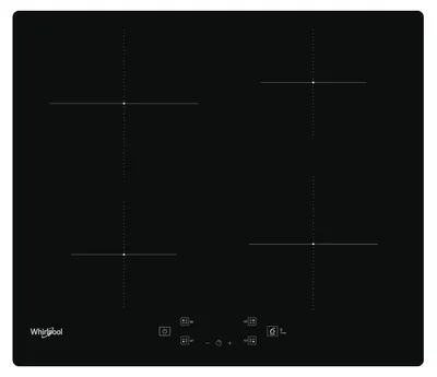 A top-down view of a black induction hob with four cooking zones.