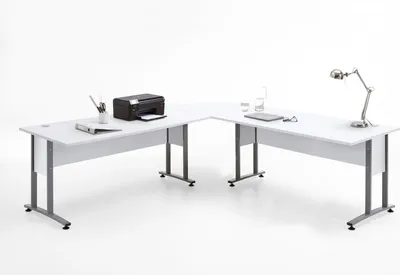 Produktbild von Schreibtisch >CALVIA 105< in Brillantweiß - 240x75x240cm (BxHxT)