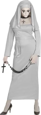 Produktbild von Geister-Nonne Damenkostüm Halloweenkostüm grau