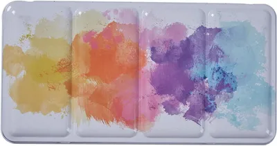 Produktbild von MEEDEN Aquarellkasten Leer Metall Tuschkasten mit 26 Halbnäpfchen Mischpalette Reise Aquarell Gouache