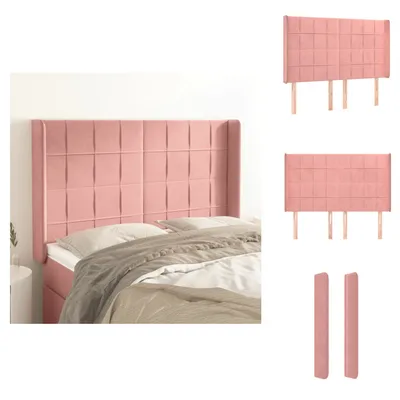 Produktbild von vidaXL Kopfteil mit Ohren Rosa 147x16x118/128 cm Samt -  Kopf- & Fußenden