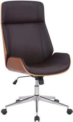 Produktbild von CLP Bürostuhl Varel Kunstleder I Schreibtischstuhl Mit Holzsitzschale walnuss/braun