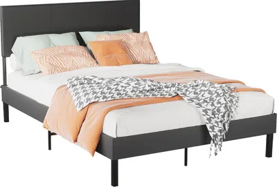 Produktbild von Jayseuw Bettgestell hohes Kopfteil robustes Bettgestell Maximale 140x200CM Tragfähigkeit 350 kg für Schlafzimmerbett Kunstleder