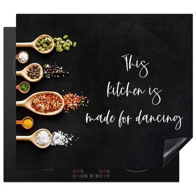 Produktbild von KitchenYeah© Herdabdeckplatte Diese Küche ist zum Tanzen gemacht - Zitate - Sprichwörter , 59x52cm, Küche Deko, Glaskeramikkochfeld Herdabdeckung, Abdeckplatte fùr Kochfeld