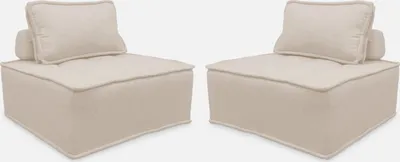 Produktbild von sweeek - 2er Set modulierbare Sessel ohne Armlehne, kapitoniert - Creme