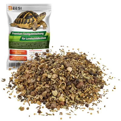Produktbild von 100g Schildkröten Samenmischung für Pflanzen inkl. Aussaat Anleitung, Kräuter, Schildkrötenkräutermischung für Landschildkröten