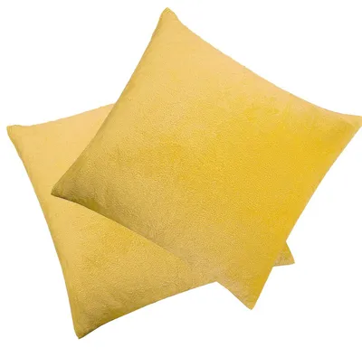 Productafbeelding van Set van 2 kussenhoezen, 40 x 40 cm, fluweel, superzacht, pluizig, decoratieve sofa kussens, kussenhoes, geel