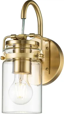 Produktbild von Wandlampe Metall Glas 29,2 cm hoch in Messing gebürstet Industrie Design