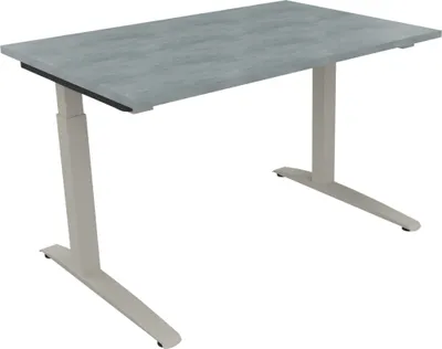 Produktbild von Schreibtisch Kufe Einzels. Quadrat B1200xT800xH650-850 si/Beton hell